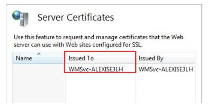 Inssued To field on Server Certificates