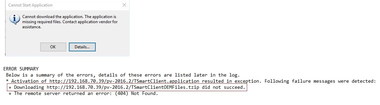 Cannot Start Application error message