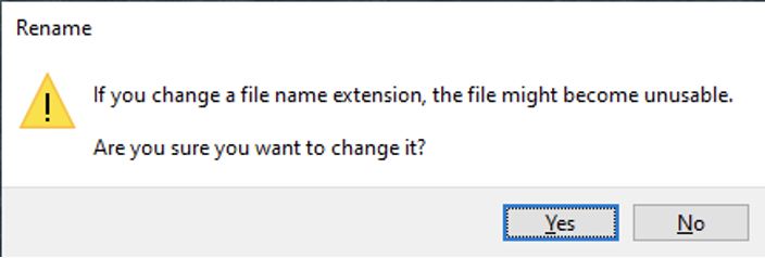 Click Yes to change the name