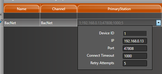 Parameters available for configuration