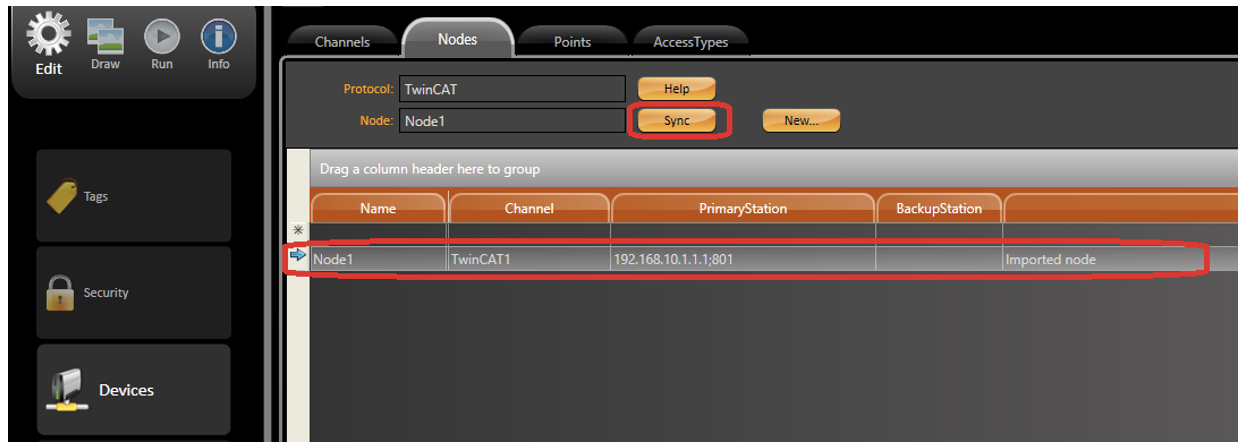 On Nodes tab, click the Sync button